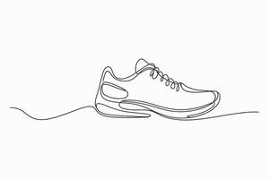 Single line drawing of modern running shoe vector
