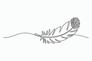 Single line drawing of a bird feather vector