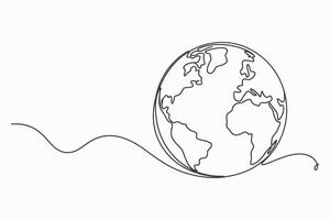 Single line drawing of the earth globe vector