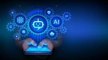 AI chatbot technology on smartphone vector