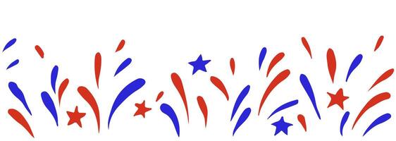 Seamless frame of fireworks and stars for American Independence Day. vector