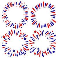 Set of round frames, fireworks for American Independence Day. vector