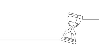 Hourglass line time sand one glass hour continuous clock watch icon. Line drawing hourglass wait single countdown illustration abstract art concept outline logo background sandglass past linear vector