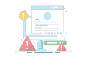 wrong password and username, accessing account denied, wrong password. forgot password and username, technology and problems, wrong data. flat style design illustration. vector