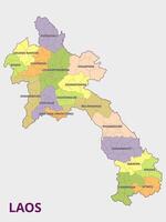 Map of Laos, showing its administrative divisions vector