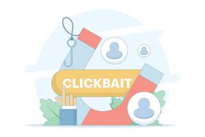 Clickbait concept. strategy to grab the attention of the audience. magnetic that attracts users, engagement clicks and traffic. strategy to grab the attention of the audience. flat design vector