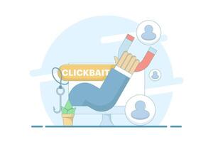 Clickbait concept. strategy to grab the attention of the audience. magnetic that attracts users, clicks, engagement, and traffic. strategy to grab the attention of the audience. design illustration vector