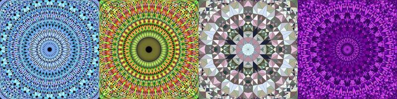 Seamless geometric mandala pattern design set vector