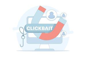 Clickbait concept. strategy to grab the attention of the audience. magnet that attracts users, engagement clicks and traffic. strategy to grab the attention of the audience. flat illustration vector