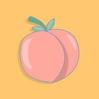 Peach fruit illustration in flat style. Fruit with leaf, Nature snack sign. Nectarine business concept on isolated background vector