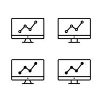 Line chart on computer screen icon. Statistics report sign symbol vector