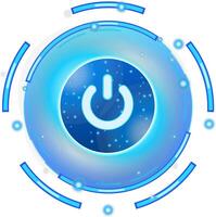 Digital power button with futuristic HUD interface vector