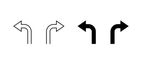 Two way turn arrow icon. Left and right turn sign vector