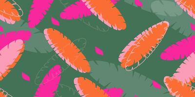 Exotic hand drawn leaves, seamless patterns with floral for fabric, textiles, clothing, wrapping paper, cover, banner, home decor, abstract backgrounds. vector