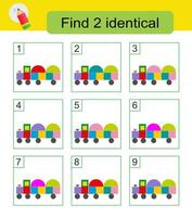 Fun puzzle game. Need to find two identical trains. Answer is 6,7. vector