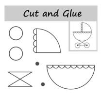 DIY. Color, cut parts of the image and glue on the paper. vector