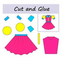 Paper game for children. Cut parts of the image and glue on the paper. DIY worksheet. vector