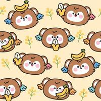 Cartoon bears with bananas pattern vector