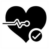 Heart Check icon concept in black color vector