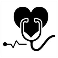 Heart Checkup icon in black color vector
