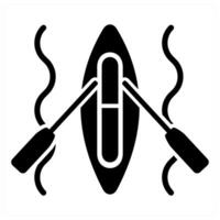 Kayaking icon concept in black color vector