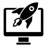 Launch concept in black color vector