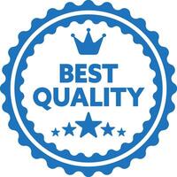 Premium Quality Badge, Blue badge with text Best Quality and a crown icon. vector