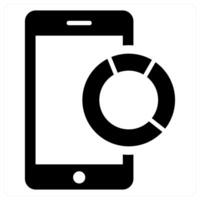 Mobile Graphical Report icon concept in black color vector