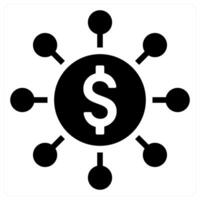 Money Allocation icon concept in black color vector