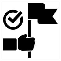 Mission Accomplished icon concept in black color vector
