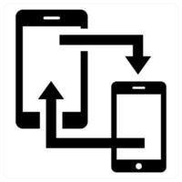 Mobile Data Exchange icon concept in black color vector