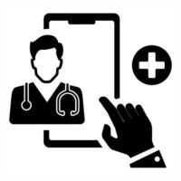 Online Consultation and medical in black color vector