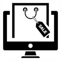 Online Sale icon concept in black color vector