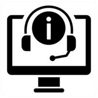 Online Support icon concept in black color vector