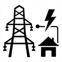 Power Grid icon concept in black color vector