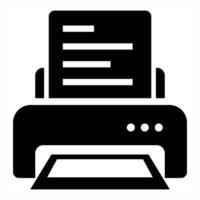 Printer and document in black color vector