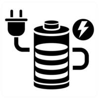 Recharge Battery icon concept in black color vector