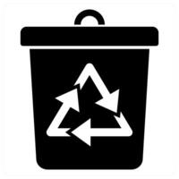 Recycle Bin abd trash icon concept in black color vector