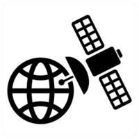 Satellite icon concept in black color vector
