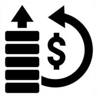 Return On Investment icon concept in black color vector