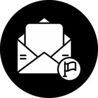 Email with Follow Up Flag Glyph Circle Inverted vector