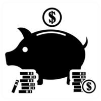 Savings and money icon concept in black color vector