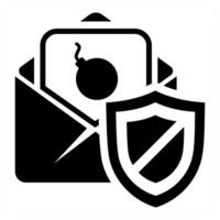 Secured Mail icon concept in black color vector