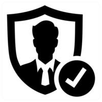 Secured Profile icon concept in black color vector