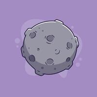 Cartoon Asteroid with Craters on a Purple Background vector