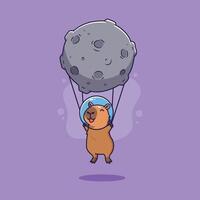 Beaver with moon parachute vector