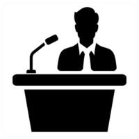 Speech and lecture icon concept in black color vector