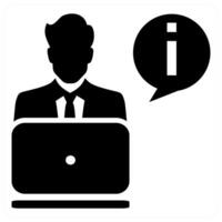Support Staff icon concept in black color vector
