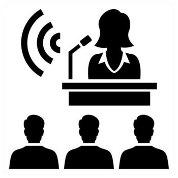 habla y conferencia concepto en negro color vector