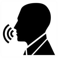 Speech icon in black color vector